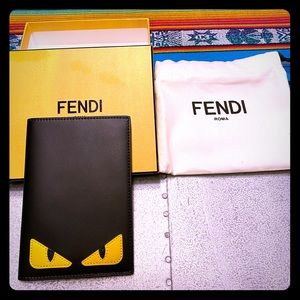 Fendi Black leather passport cover